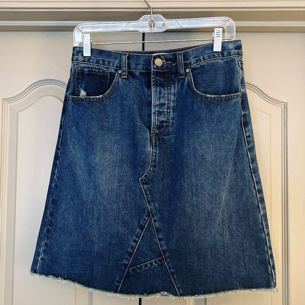 JAK & RAE Yelena Denim Mini Skirt Raw Hem A-Line Festival Y2K Size 28